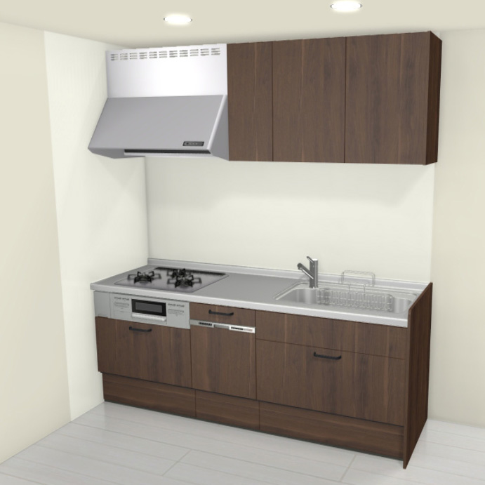 キッチンリフォーム　システムキッチン　リクシル　ノクトシリーズ　間口240cm　（※食器洗い機あり、キッチンパネルは別途になります。）